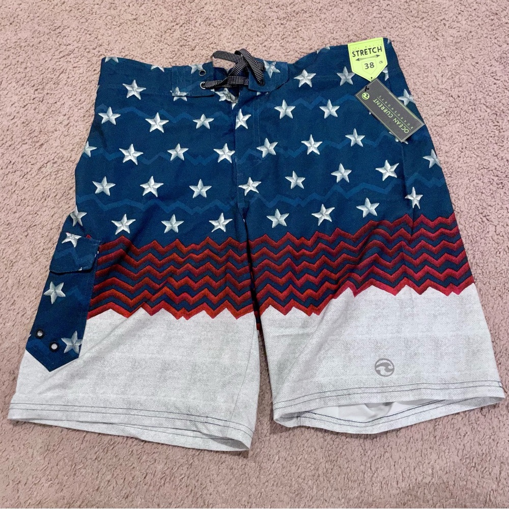 Ocean Current American Flag Strenchy 38" Swim Trucks